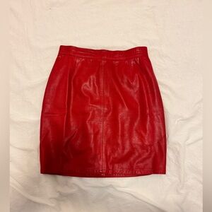 Vintage Red Leather Mini Skirt, XS